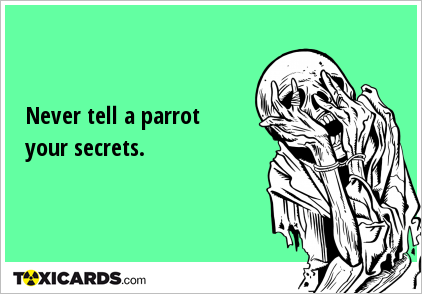 Never tell a parrot your secrets.