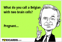 What do you call a Belgian with two brain cells? Pregnant...