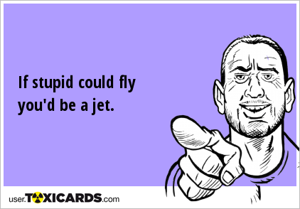 If stupid could fly you'd be a jet.