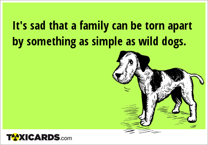 It's sad that a family can be torn apart by something as simple as wild dogs.
