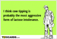 I think cow tipping is probably the most aggressive form of lactose intolerance.